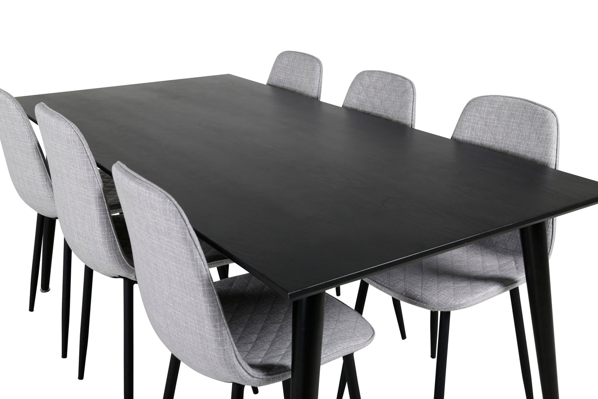 Dipp/Polar Diamond matgrupp 180x90 cm svart faner/grått tyg