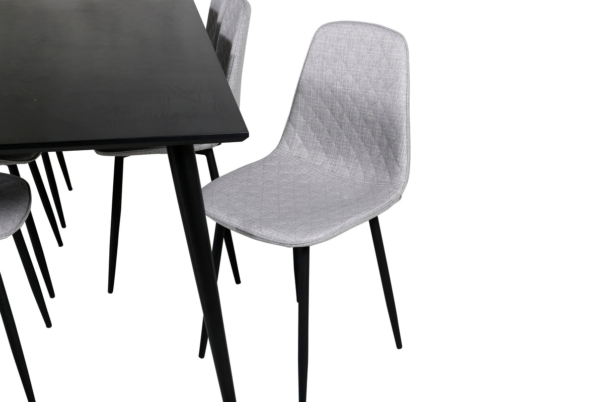 Dipp/Polar Diamond matgrupp 180x90 cm svart faner/grått tyg