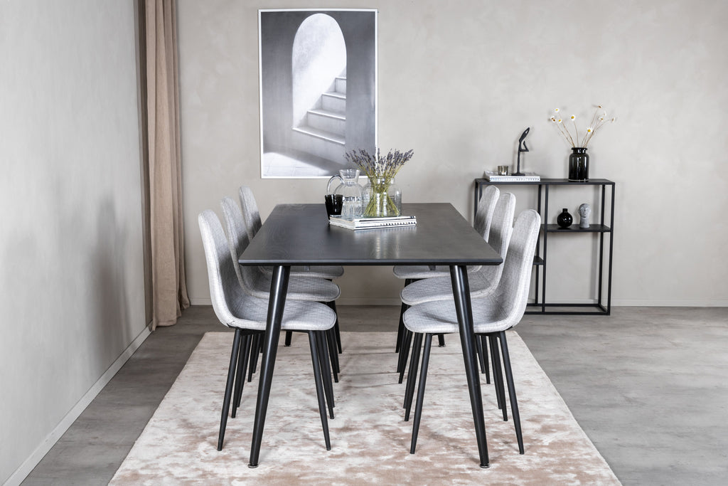 Dipp/Polar Diamond matgrupp 180x90 cm svart faner/grått tyg