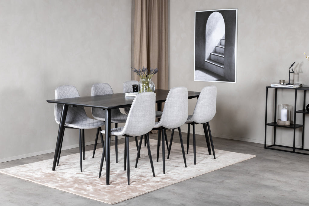 Dipp/Polar Diamond matgrupp 180x90 cm svart faner/grått tyg