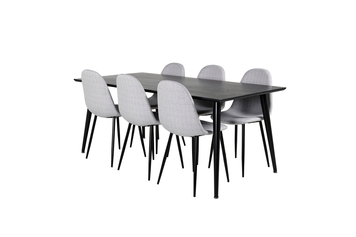 Dipp/Polar matgrupp 180x90 cm svart faner/ljusgrått tyg