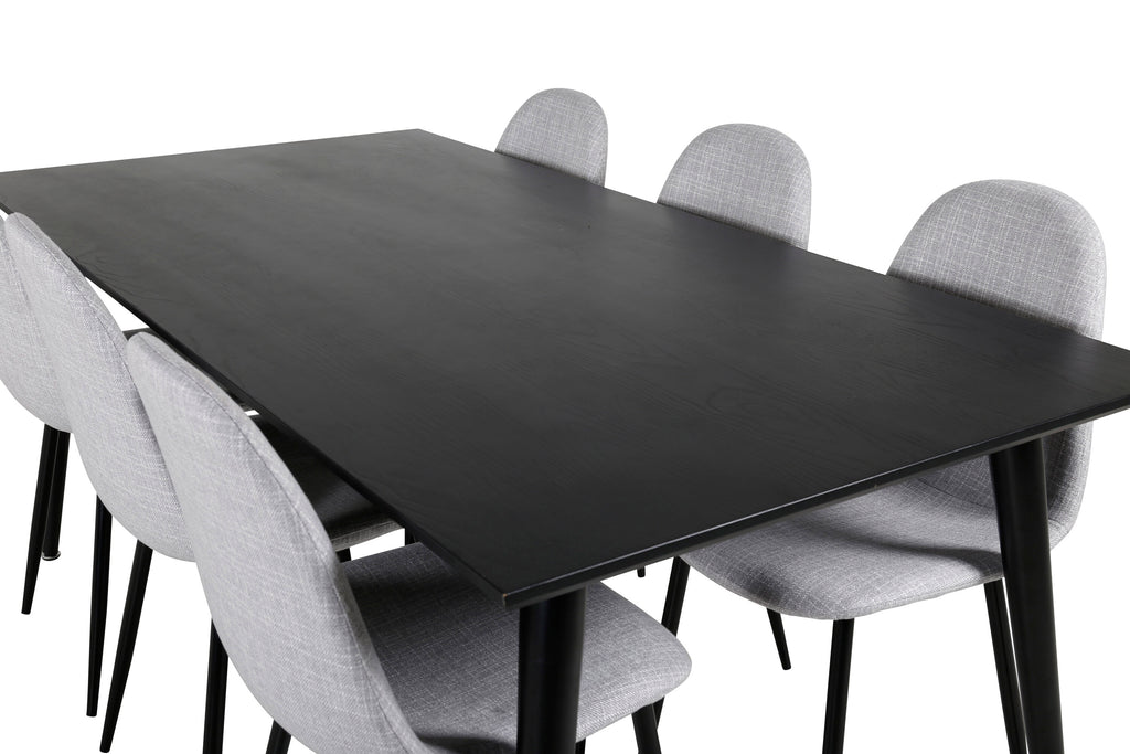 Dipp/Polar matgrupp 180x90 cm svart faner/ljusgrått tyg