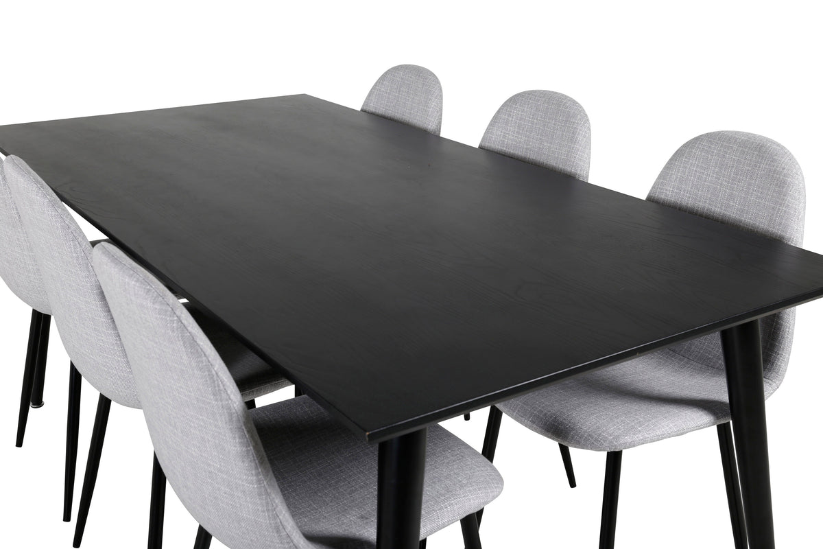 Dipp/Polar matgrupp 180x90 cm svart faner/ljusgrått tyg