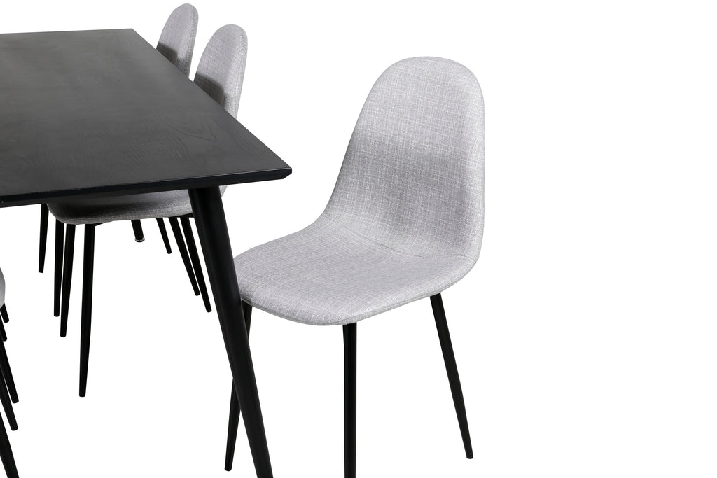 Dipp/Polar matgrupp 180x90 cm svart faner/ljusgrått tyg