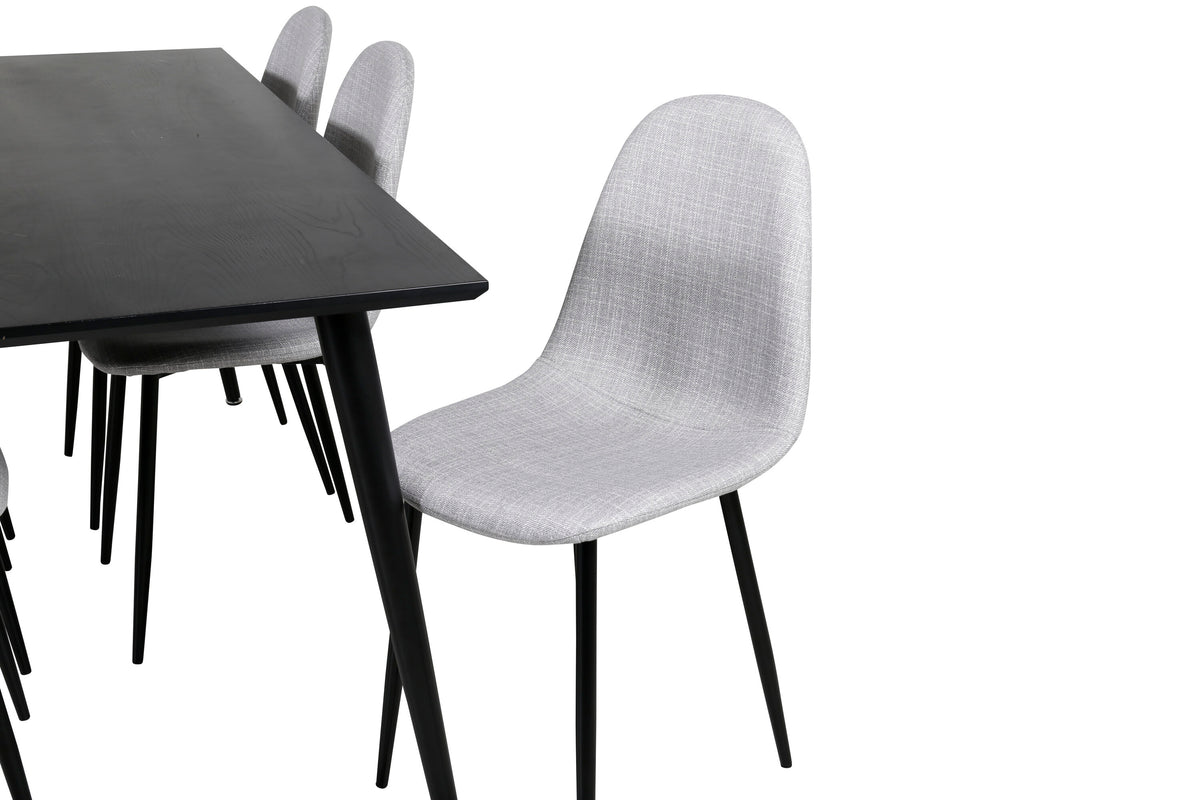Dipp/Polar matgrupp 180x90 cm svart faner/ljusgrått tyg