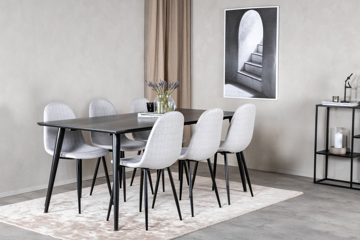 Dipp/Polar matgrupp 180x90 cm svart faner/ljusgrått tyg