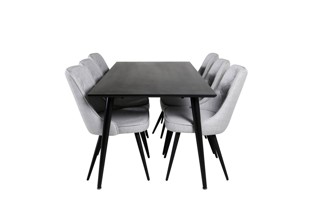 Dipp matgrupp med Velvet Deluxe-stolar 180x90 cm svart faner