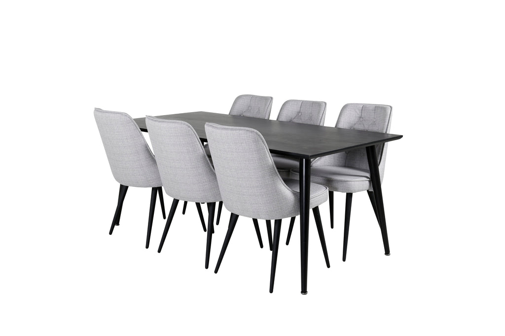 Dipp matgrupp med Velvet Deluxe-stolar 180x90 cm svart faner