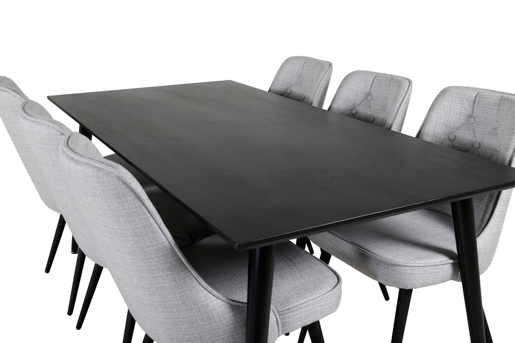 Dipp matgrupp med Velvet Deluxe-stolar 180x90 cm svart faner