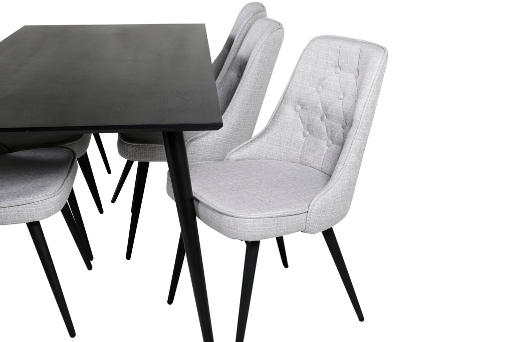 Dipp matgrupp med Velvet Deluxe-stolar 180x90 cm svart faner