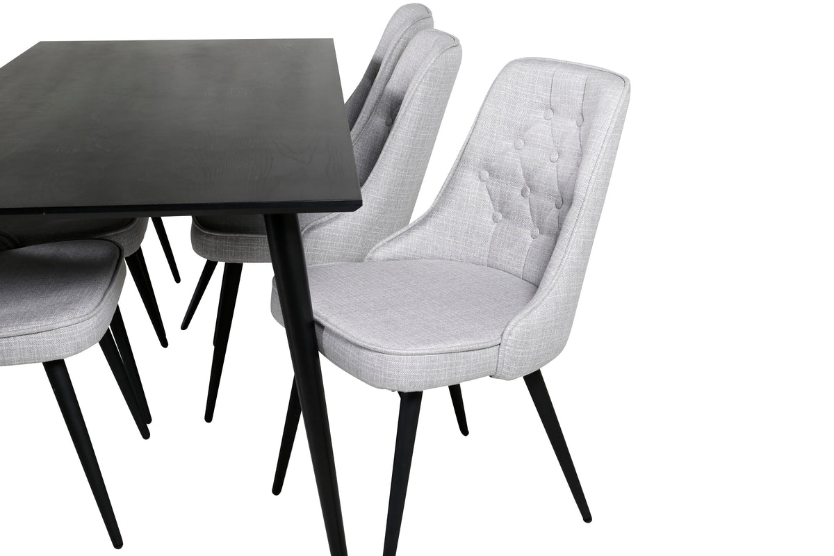 Dipp matgrupp med Velvet Deluxe-stolar 180x90 cm svart faner