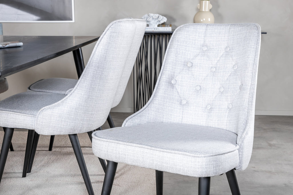 Dipp matgrupp med Velvet Deluxe-stolar 180x90 cm svart faner