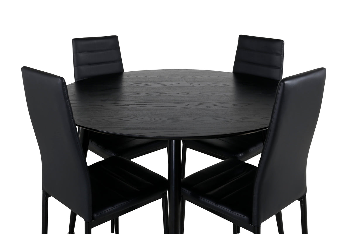 Dipp matbord svart faner/helsvarta ben 115 cm med Slim High Back matstol