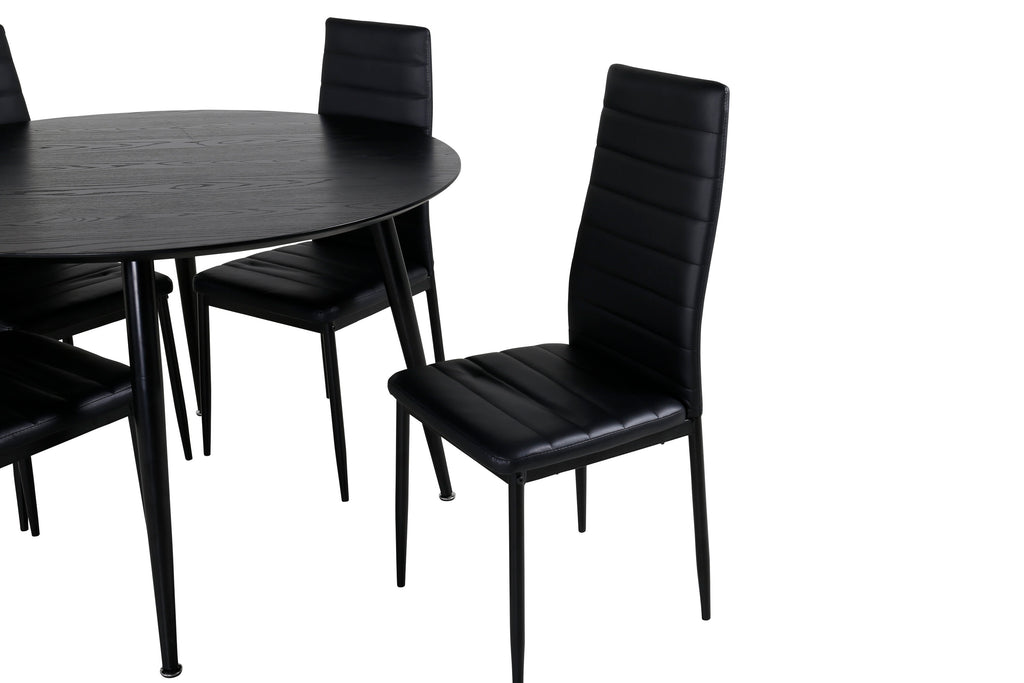 Dipp matbord svart faner/helsvarta ben 115 cm med Slim High Back matstol