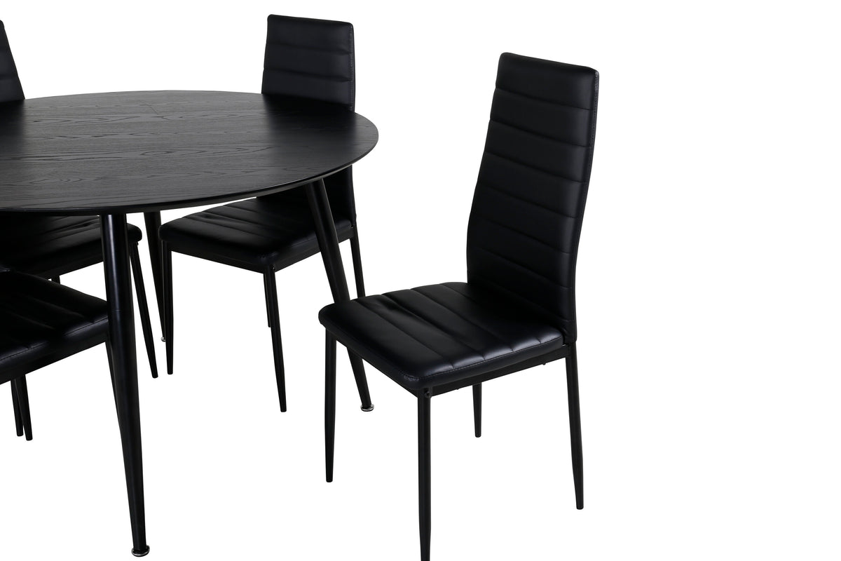 Dipp matbord svart faner/helsvarta ben 115 cm med Slim High Back matstol