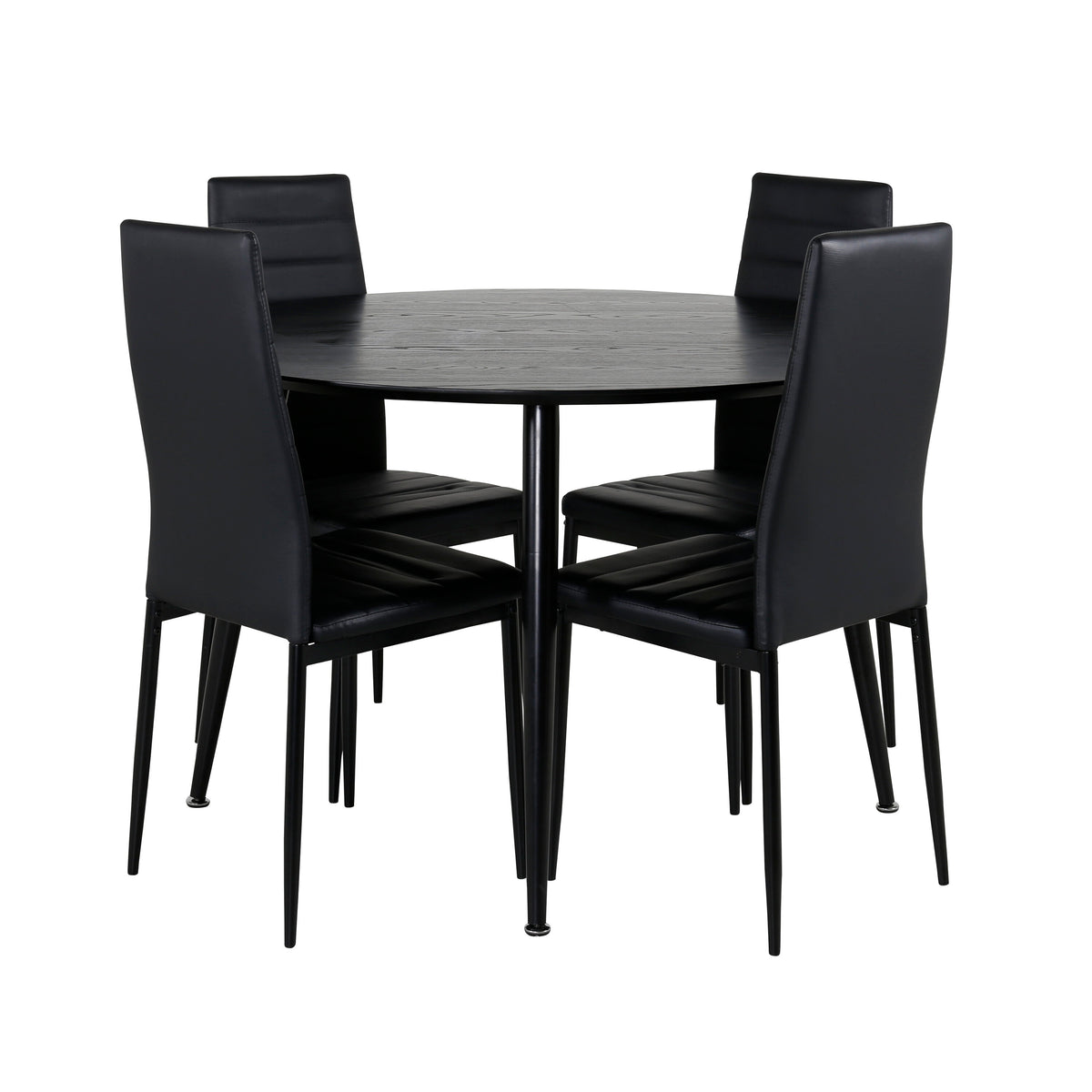 Dipp matbord svart faner/helsvarta ben 115 cm med Slim High Back matstol