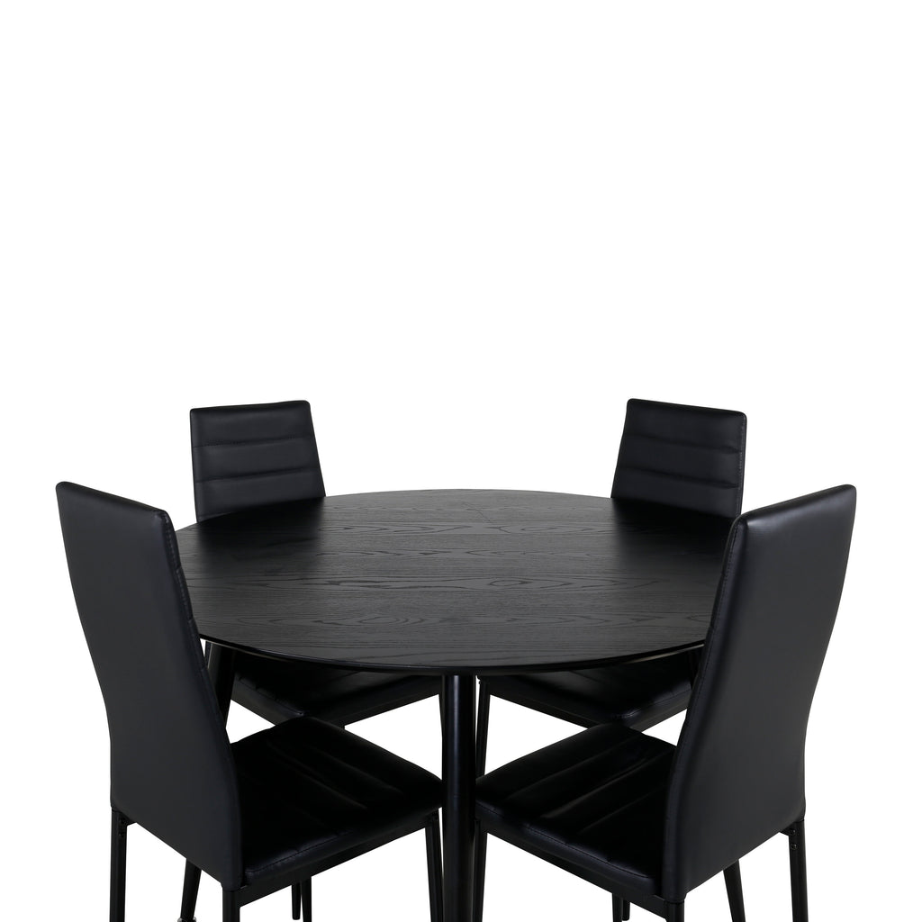 Dipp matbord svart faner/helsvarta ben 115 cm med Slim High Back matstol