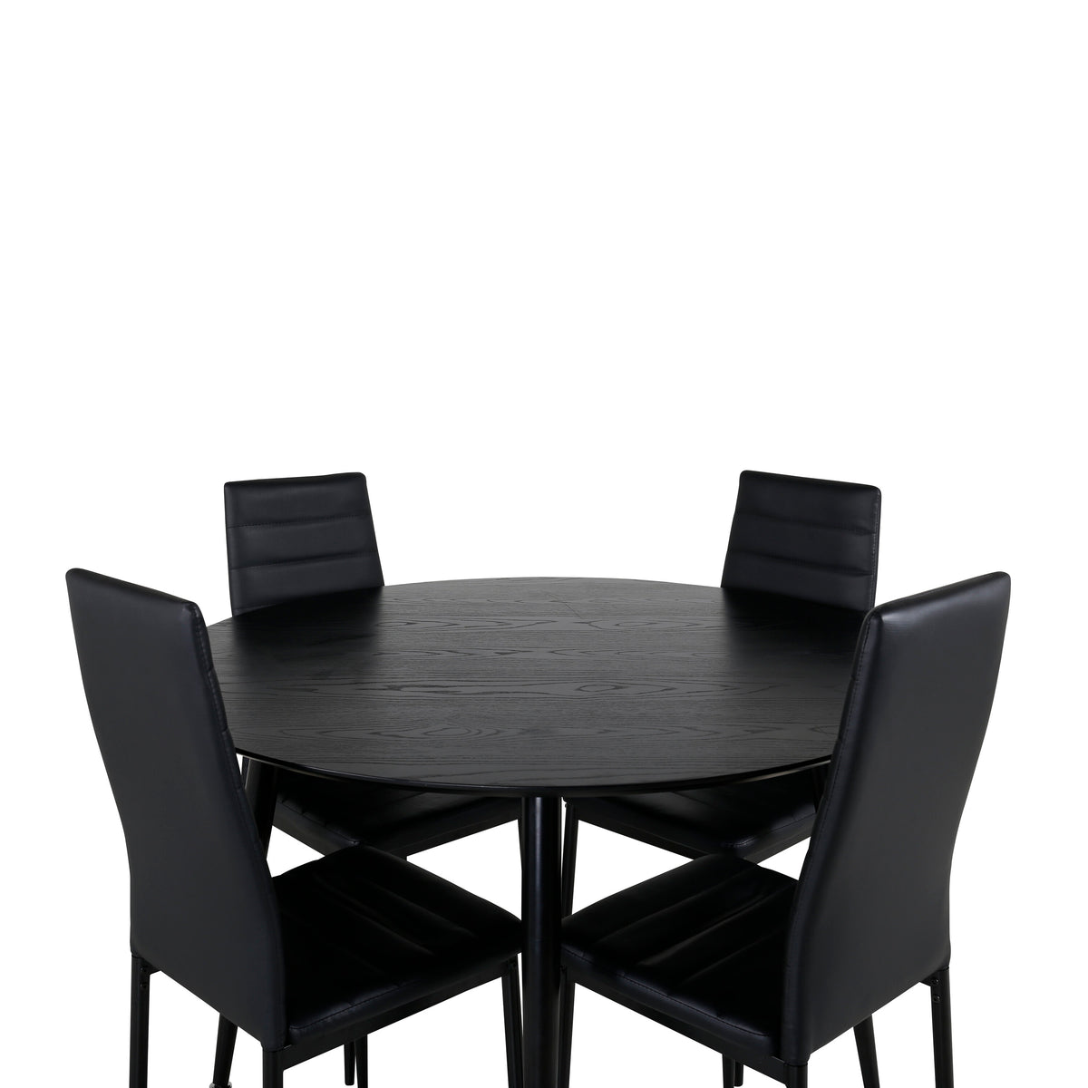 Dipp matbord svart faner/helsvarta ben 115 cm med Slim High Back matstol