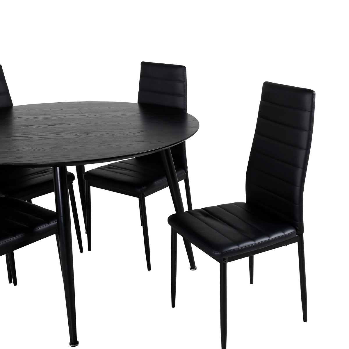 Dipp matbord svart faner/helsvarta ben 115 cm med Slim High Back matstol