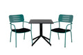 Way cafébord 70x70 med Nicke matstol med armstöd grön stål 2-pack