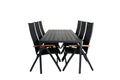 Break matgrupp med 6 Panama Light positionsstolar 205x90 cm svart/teak