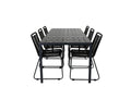 Break matgrupp med 6 Lindos-stolar 205x90 cm svart