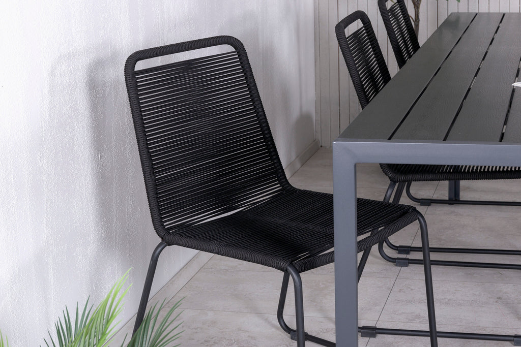 Break matgrupp med 6 Lindos-stolar 205x90 cm svart