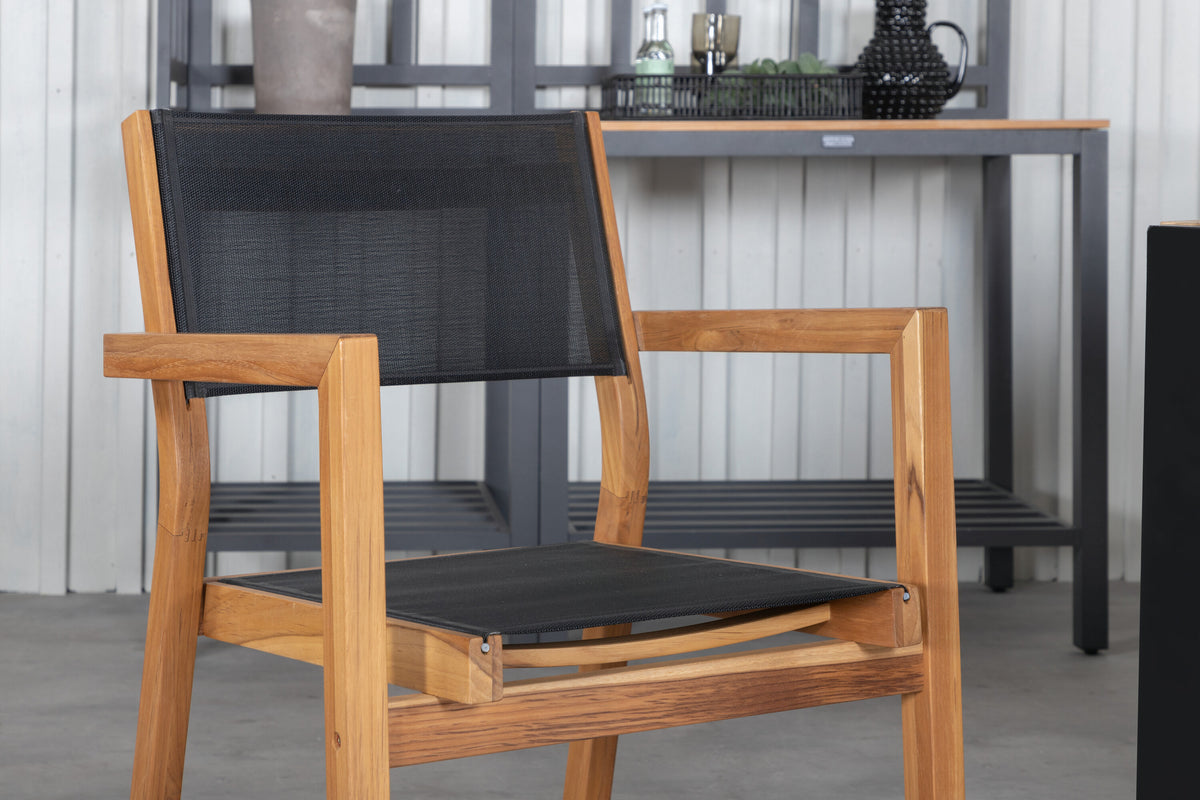 Bois matgrupp med Venice stolar 205x90 cm svart/akacia/teak