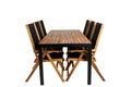Bois/Little John matgrupp med 6 hopfällbara stolar 205x90 cm svart/akacia