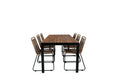 Bois matgrupp med Lindos-stolar 205x90 cm svart/lattebeige/akacia