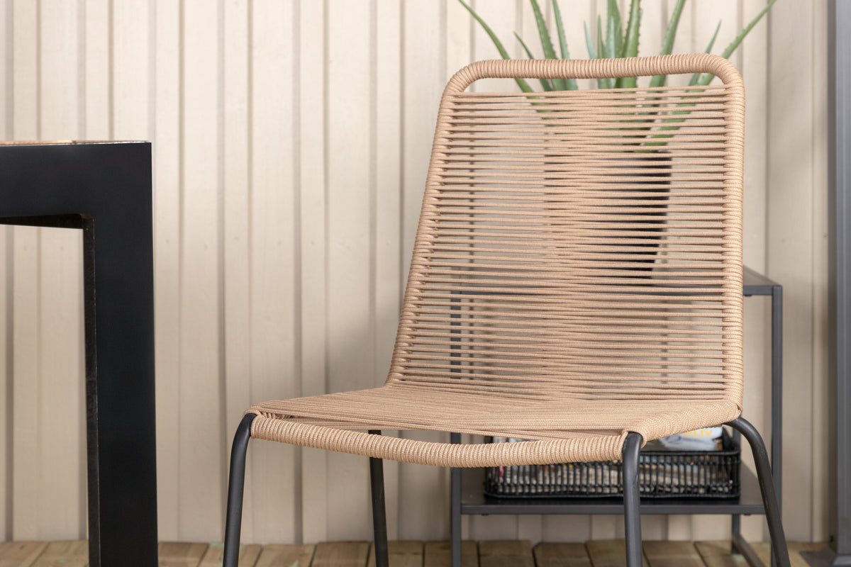 Bois matgrupp med Lindos-stolar 205x90 cm svart/lattebeige/akacia