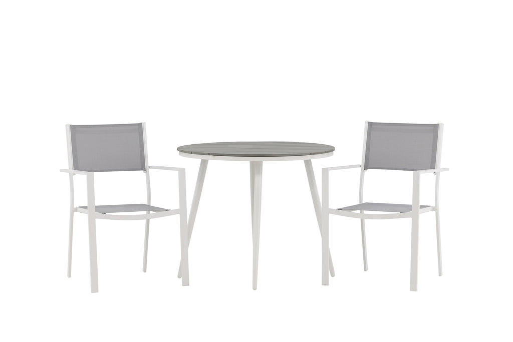 Break/Copacabana matgrupp Ø90 cm vit/grå