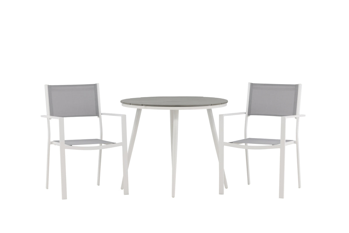 Break/Copacabana matgrupp Ø90 cm vit/grå