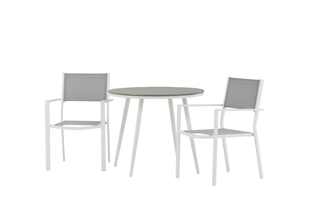 Break/Copacabana matgrupp Ø90 cm vit/grå