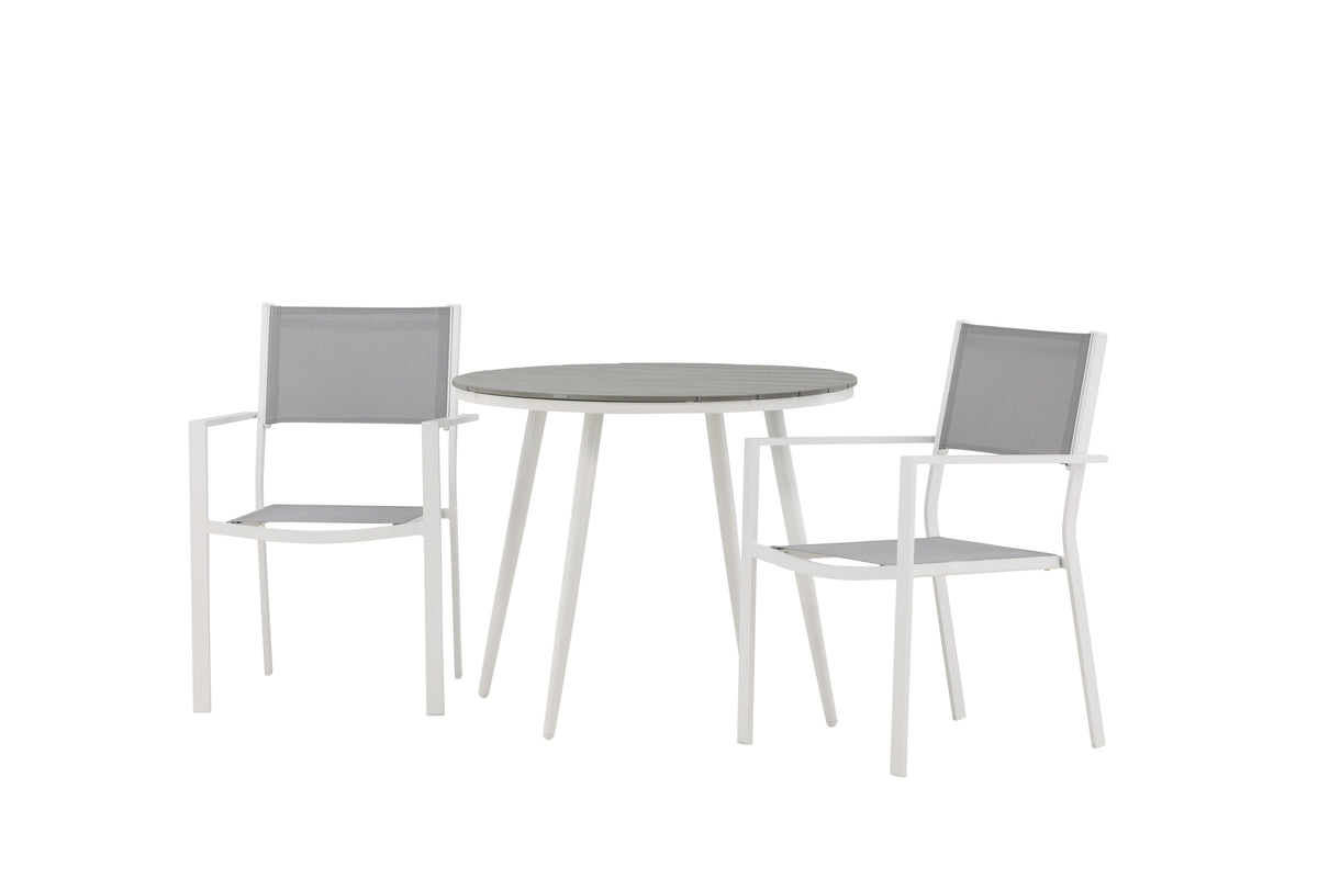 Break/Copacabana matgrupp Ø90 cm vit/grå
