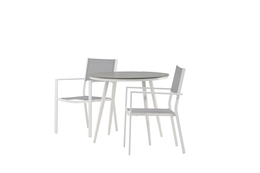 Break/Copacabana matgrupp Ø90 cm vit/grå