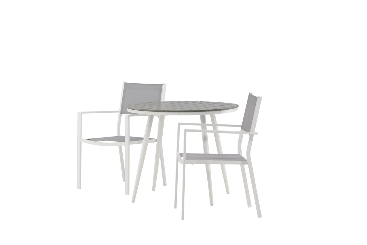 Break/Copacabana matgrupp Ø90 cm vit/grå