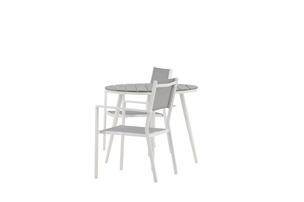 Break/Copacabana matgrupp Ø90 cm vit/grå