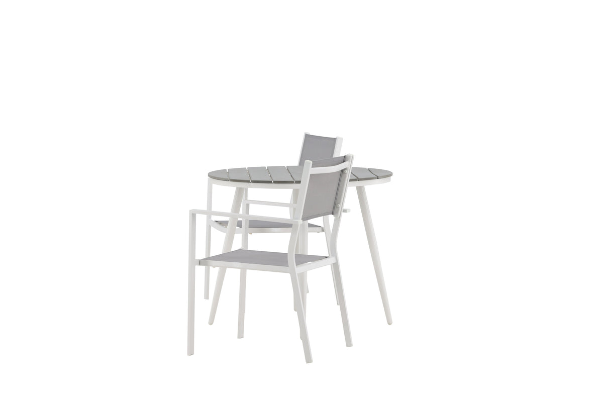 Break/Copacabana matgrupp Ø90 cm vit/grå
