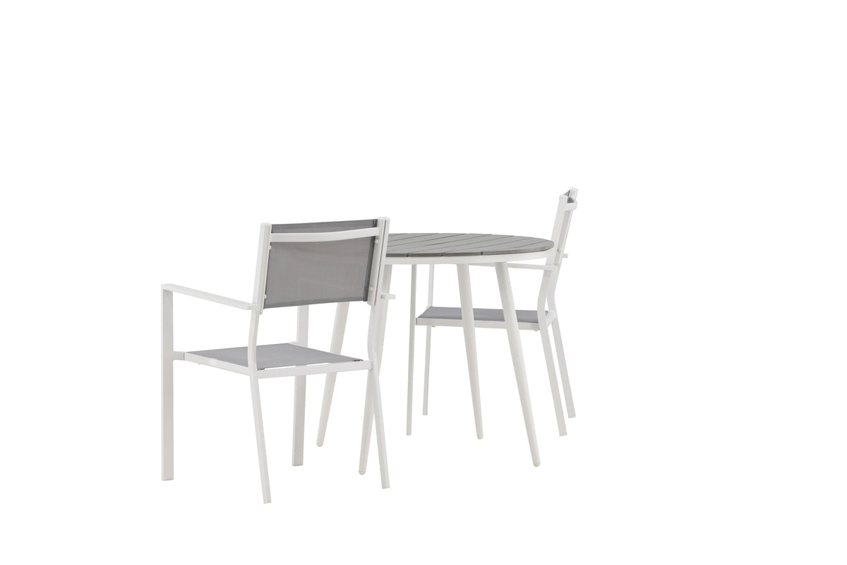 Break/Copacabana matgrupp Ø90 cm vit/grå