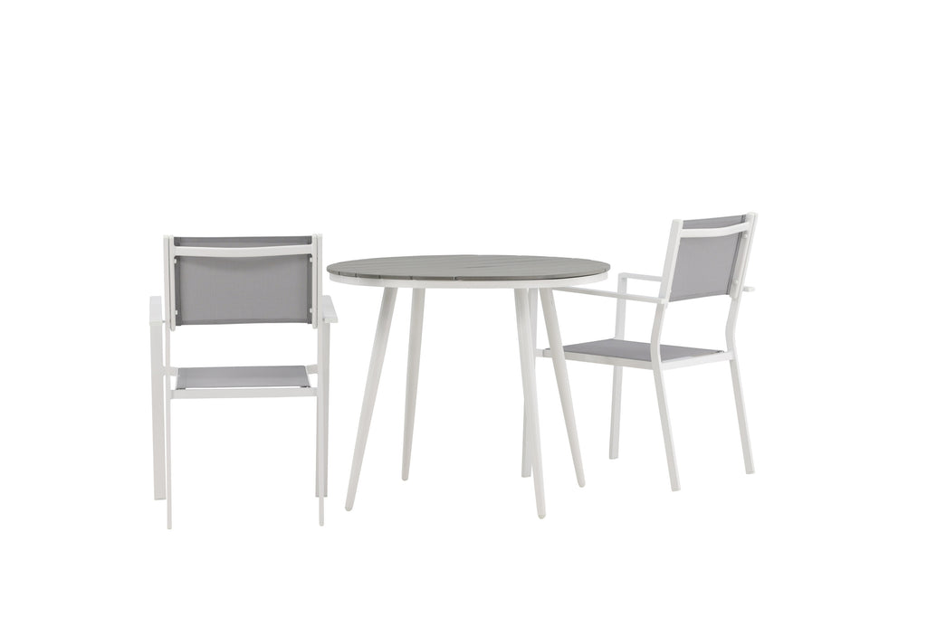 Break/Copacabana matgrupp Ø90 cm vit/grå