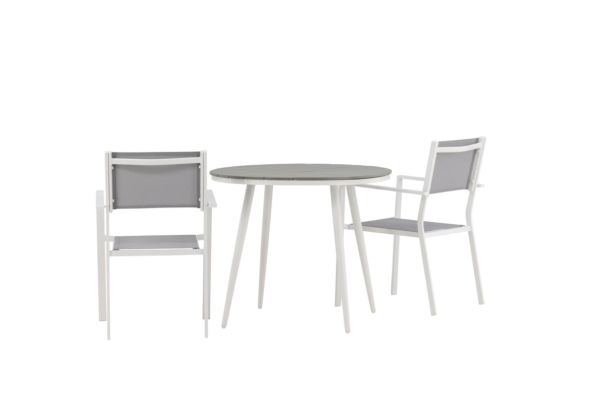 Break/Copacabana matgrupp Ø90 cm vit/grå