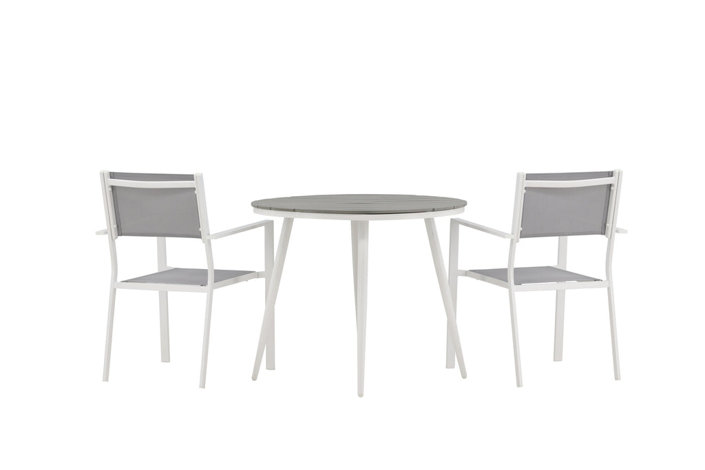Break/Copacabana matgrupp Ø90 cm vit/grå