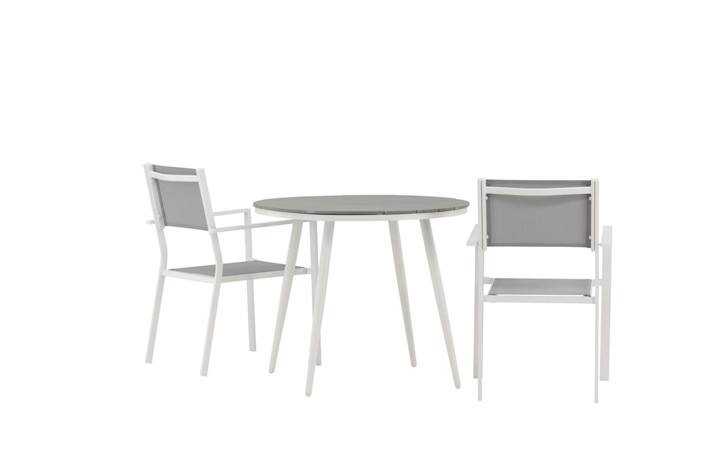 Break/Copacabana matgrupp Ø90 cm vit/grå
