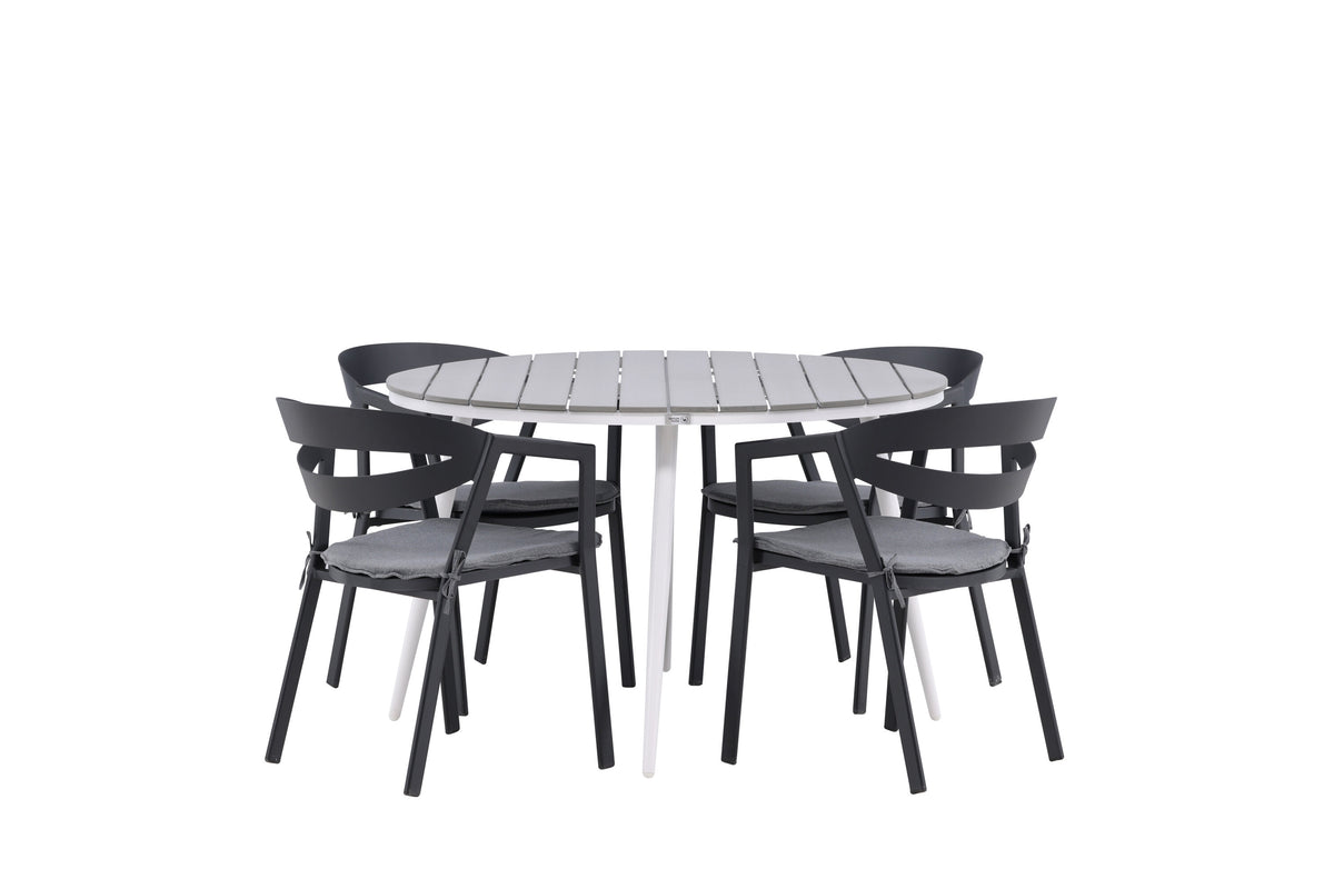 Break/Slit matgrupp Ø120 cm vit/grå/svart