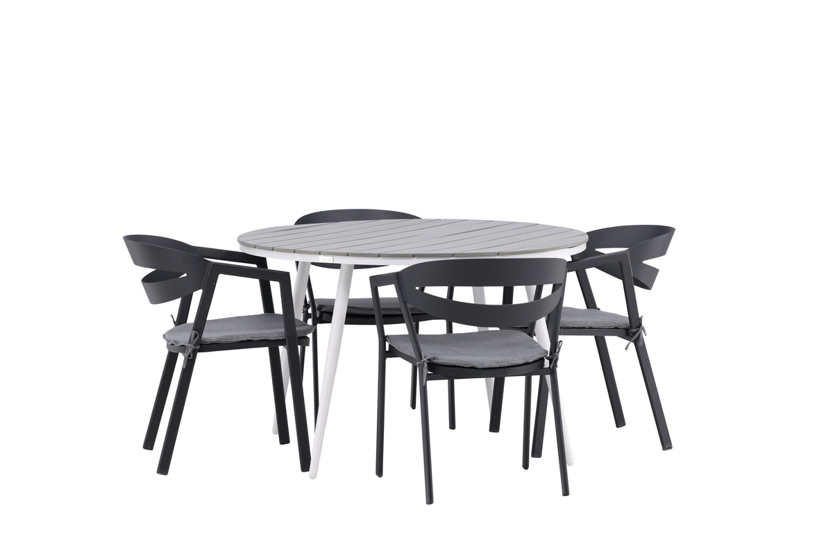 Break/Slit matgrupp Ø120 cm vit/grå/svart