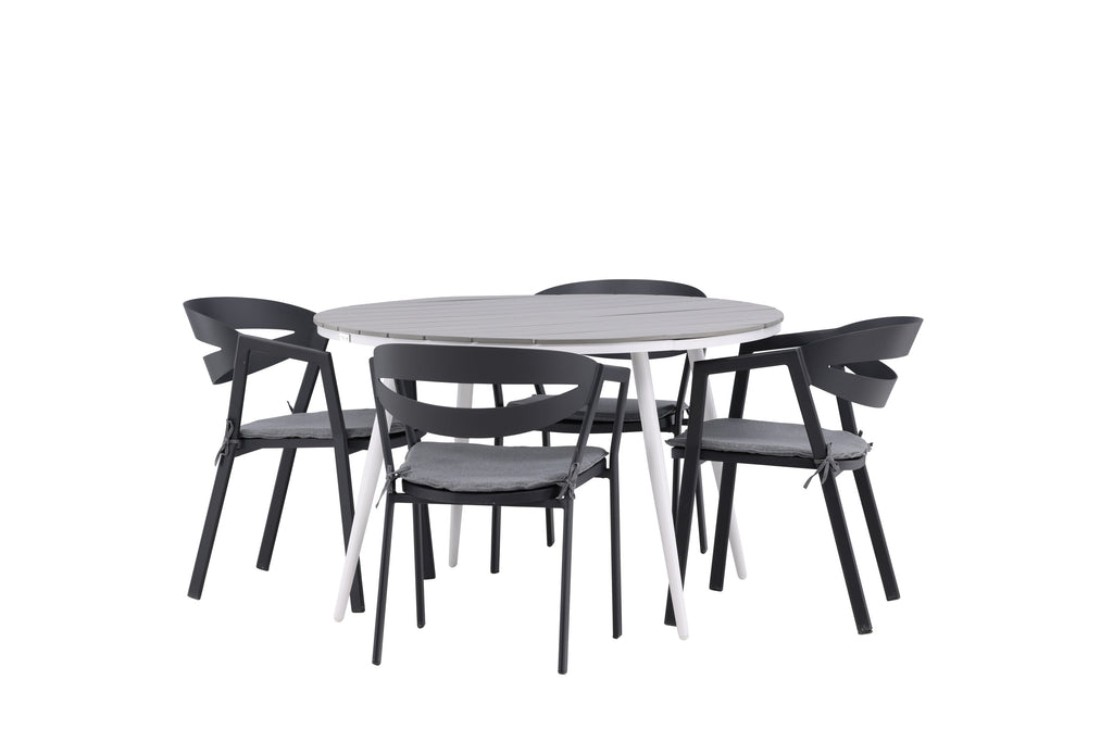 Break/Slit matgrupp Ø120 cm vit/grå/svart
