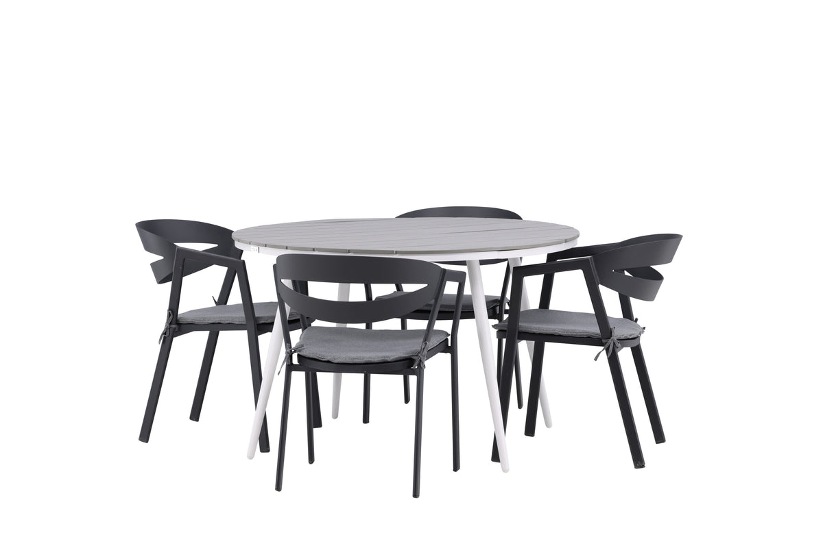 Break/Slit matgrupp Ø120 cm vit/grå/svart