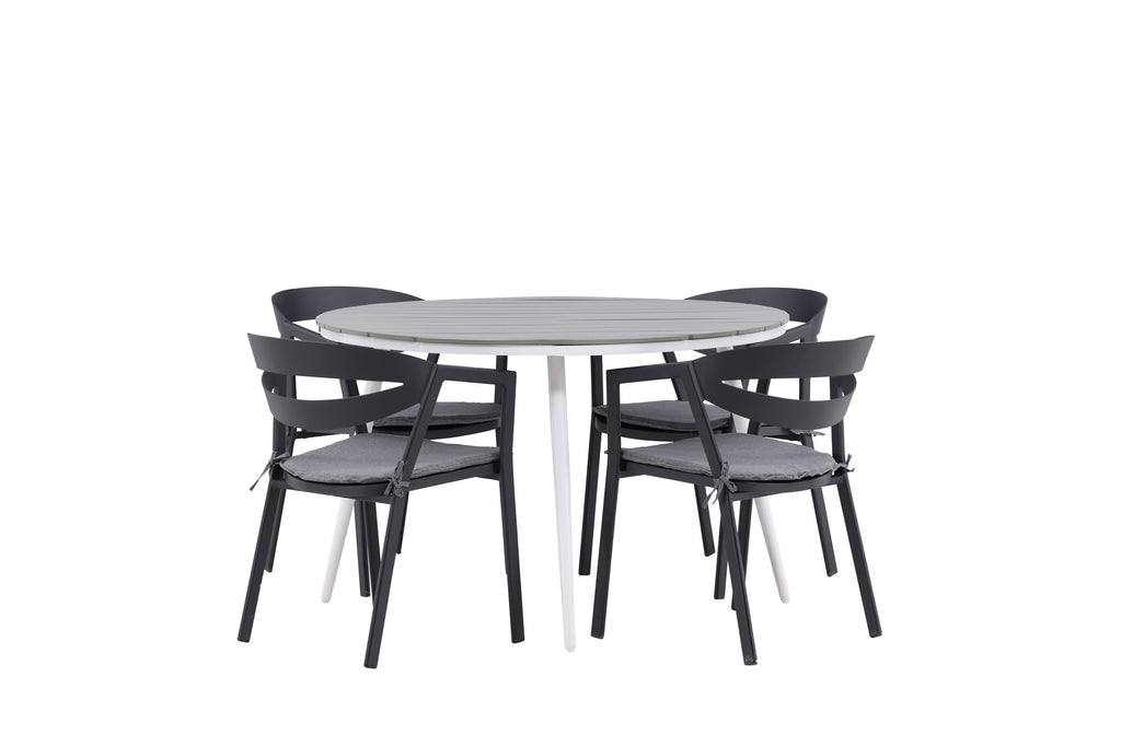 Break/Slit matgrupp Ø120 cm vit/grå/svart