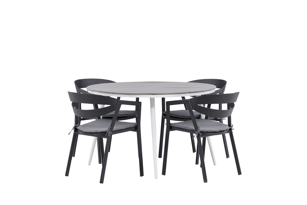 Break/Slit matgrupp Ø120 cm vit/grå/svart